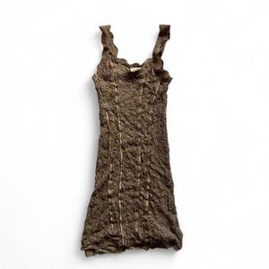 Free People taupe brown stretchy lace mini fairy dress XS